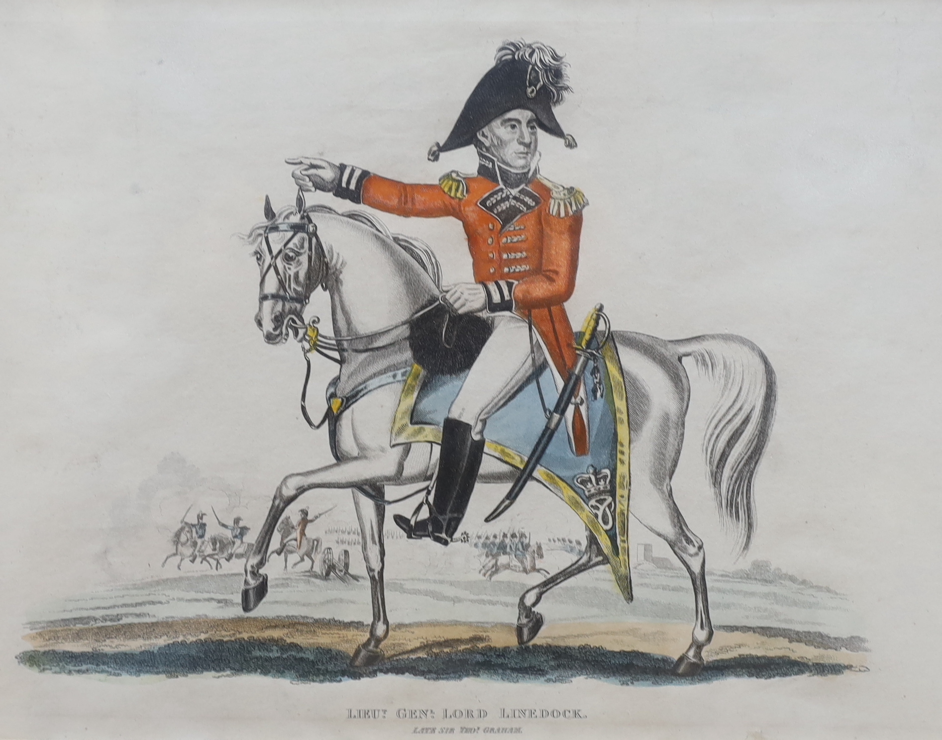 A set of seven early 19th century colour engravings, published Richard Evans, including The Prince of Orange and The Prince of Saxe-Coburg, 23 x 30cm